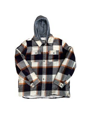 Levi's Men's XL Sherpa Lined Plaid Trucker Jacket Hooded Flannel Winter Coat
